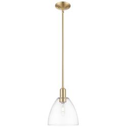 Arcadia Bristol 9"W Champagne Bronze Stem Mini Pendant w/ Clear Shade
