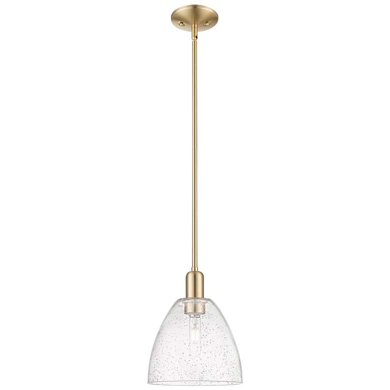 Image 1 Arcadia Bristol 9"W Champagne Bronze Stem Mini Pendant w/ Seedy Shade