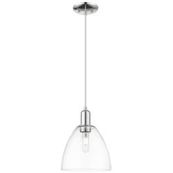 Arcadia Bristol 9"W Chrome Cord Hung Mini Pendant w/ Clear Shade