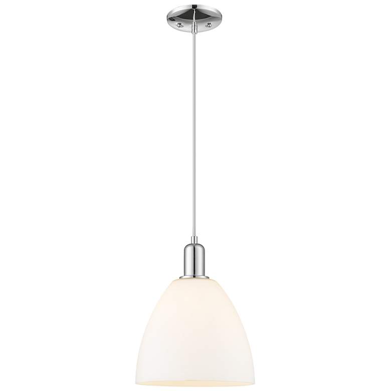 Image 1 Arcadia Bristol 9"W Chrome Cord Hung Mini Pendant w/ Matte White Shade
