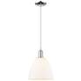Arcadia Bristol 9"W Chrome Cord Hung Mini Pendant w/ Matte White Shade