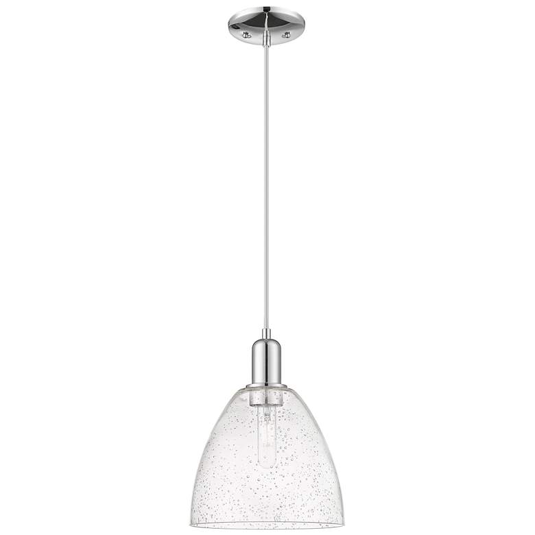 Image 1 Arcadia Bristol 9"W Chrome Cord Hung Mini Pendant w/ Seedy Shade
