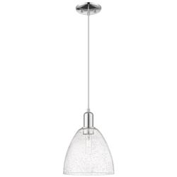 Arcadia Bristol 9"W Chrome Cord Hung Mini Pendant w/ Seedy Shade