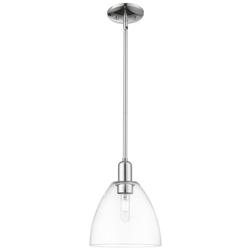 Arcadia Bristol 9"W Chrome Stem Hung Mini Pendant w/ Clear Shade