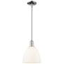 Arcadia Bristol 9"W Chrome Stem Hung Mini Pendant w/ Matte White Shade