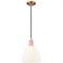 Arcadia Bristol 9"W Copper Cord Hung Mini Pendant w/ Matte White Shade