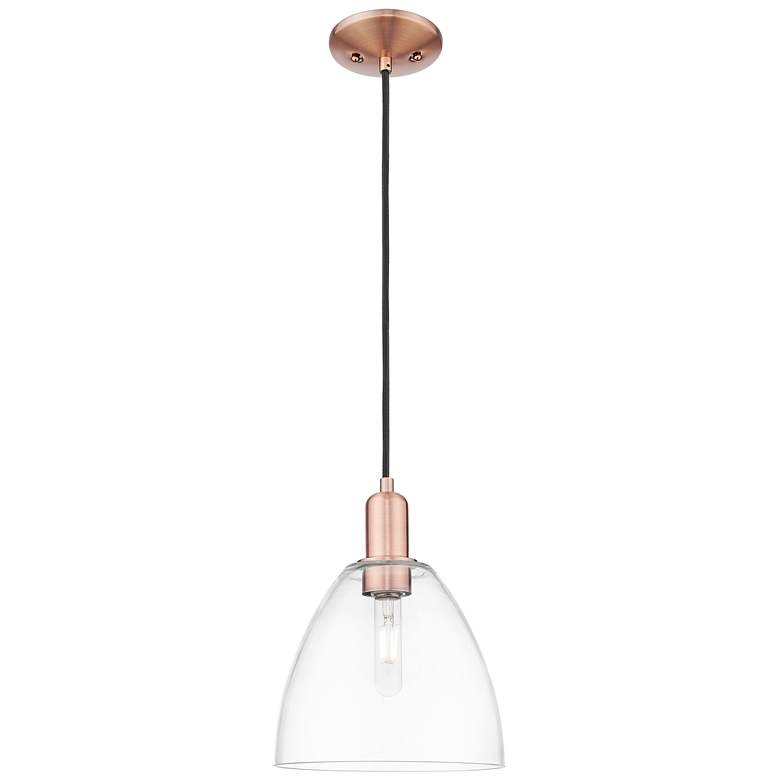 Image 1 Arcadia Bristol 9"W Copper Cord Hung Mini Pendant With Clear Shade