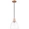 Arcadia Bristol 9"W Copper Cord Hung Mini Pendant With Clear Shade