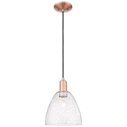 Arcadia Bristol 9"W Copper Cord Hung Mini Pendant With Seedy Shade