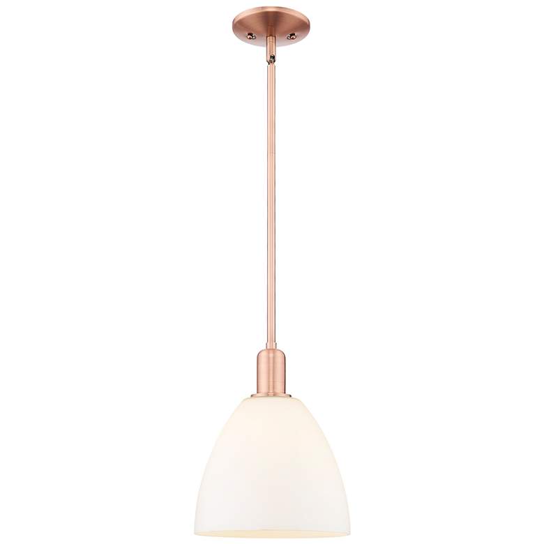 Image 1 Arcadia Bristol 9"W Copper Stem Hung Mini Pendant w/ Matte White Shade