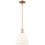 Arcadia Bristol 9"W Copper Stem Hung Mini Pendant w/ Matte White Shade