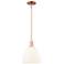 Arcadia Bristol 9"W Copper Stem Hung Mini Pendant w/ Matte White Shade