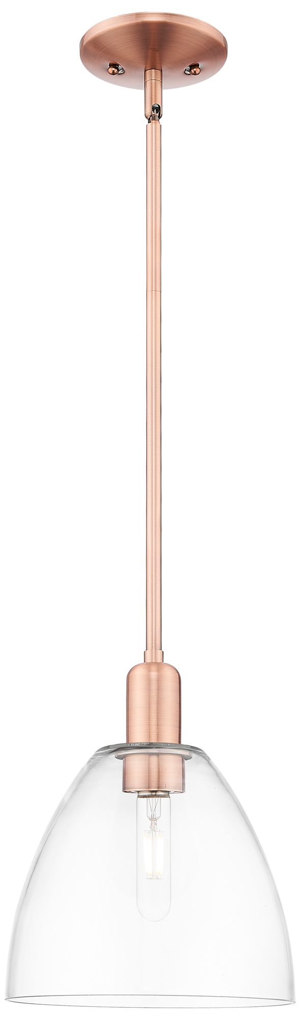 Arcadia Bristol 9"W Copper Stem Hung Mini Pendant With Clear Shade