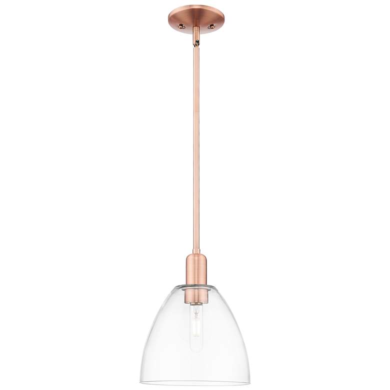 Image 1 Arcadia Bristol 9"W Copper Stem Hung Mini Pendant With Clear Shade