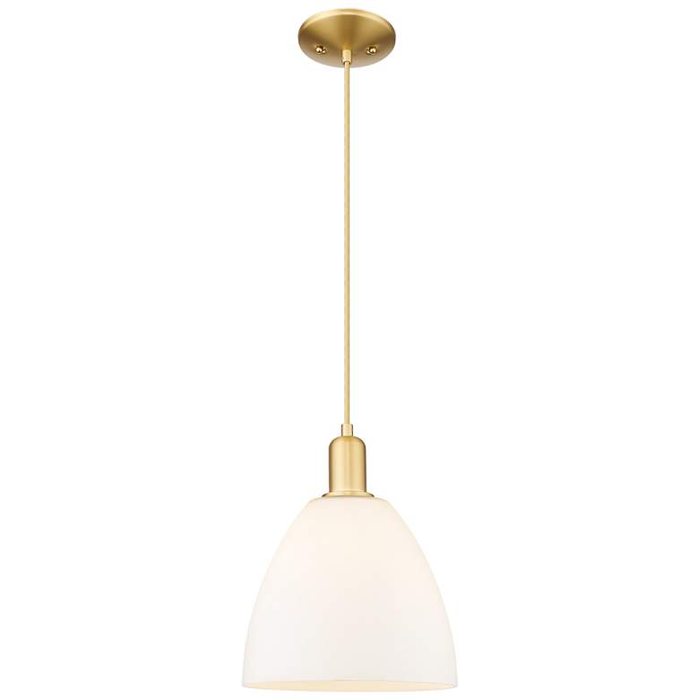 Image 1 Arcadia Bristol 9"W Gold Cord Hung Mini Pendant w/ Matte White Shade