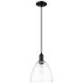 1_Arcadia Bristol 9"W Matte Black Cord Hung Mini Pendant w/ Clear Shade