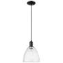 1_Arcadia Bristol 9"W Matte Black Cord Hung Mini Pendant w/ Seedy Shade