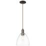 Arcadia Bristol 9"W Oiled Bronze Cord Hung Mini Pendant w/ Clear Shade
