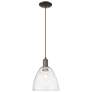 Arcadia Bristol 9"W Oiled Bronze Cord Hung Mini Pendant w/ Seedy Shade