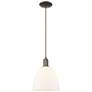Arcadia Bristol 9"W Oiled Bronze Cord Pendant w/ Matte White Shade