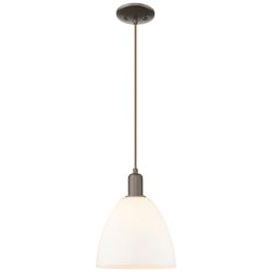 Arcadia Bristol 9"W Oiled Bronze Cord Pendant w/ Matte White Shade