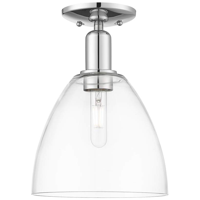 Image 1 Arcadia Bristol 9"W Polished Chrome Semi.Flush Mount With Clear Shade