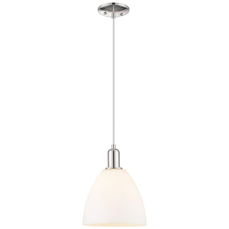Image 1 Arcadia Bristol 9"W Polished Nickel Cord Pendant w/ Matte White Shade