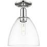 Arcadia Bristol 9"W Polished Nickel Semi.Flush Mount With Clear Shade