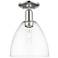 Arcadia Bristol 9"W Polished Nickel Semi.Flush Mount With Clear Shade
