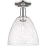 Arcadia Bristol 9"W Polished Nickel Semi.Flush Mount With Seedy Shade