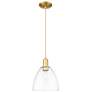 Arcadia Bristol 9"W Satin Gold Cord Hung Mini Pendant With Clear Shade