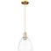 Arcadia Bristol 9"W Satin Gold Cord Hung Mini Pendant With Clear Shade