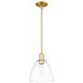 Arcadia Bristol 9"W Satin Gold Stem Hung Mini Pendant With Clear Shade