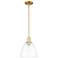 Arcadia Bristol 9"W Satin Gold Stem Hung Mini Pendant With Clear Shade