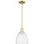 Arcadia Bristol 9"W Satin Gold Stem Hung Mini Pendant With Seedy Shade