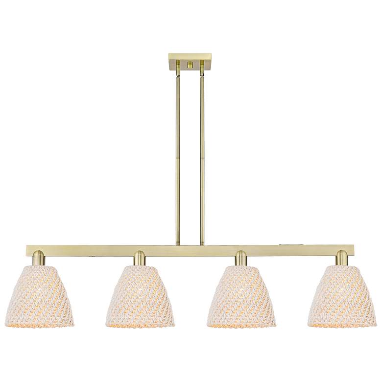 Image 1 Arcadia Bristol Natural 52"W 4 Light Brass Stem Hung Island Light