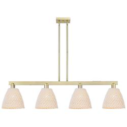 Arcadia Bristol Natural 52"W 4 Light Brass Stem Hung Island Light