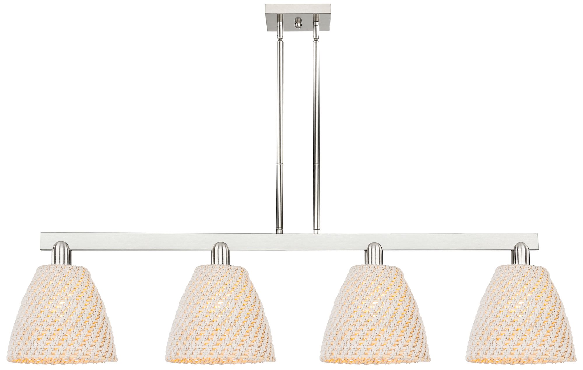 Arcadia Bristol Natural 52"W 4 Light Brushed Nickel Stem Island Light