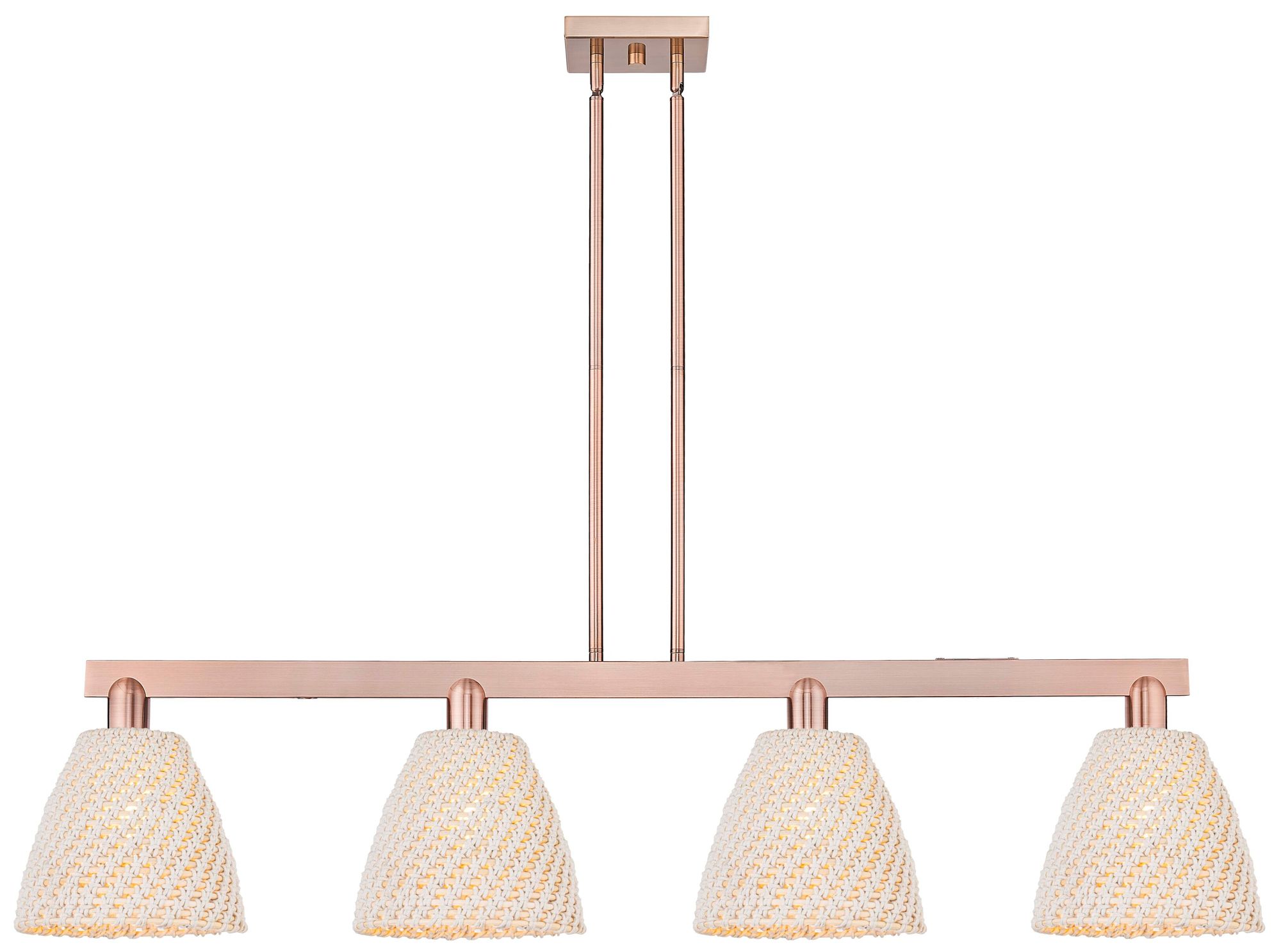 Arcadia Bristol Natural 52"W 4 Light Copper Stem Hung Island Light