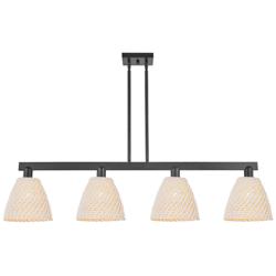 Arcadia Bristol Natural 52"W 4 Light Matte Black Stem Island Light