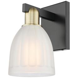Arcadia Brookfield 11"H Black Antique Brass Sconce With White Shade