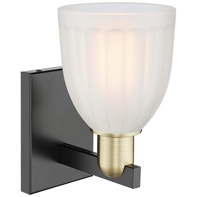 Image 2 Arcadia Brookfield 11"H Black Antique Brass Sconce With White Shade more views