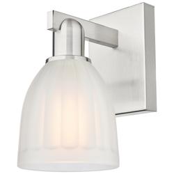 Arcadia Brookfield 11"H Brushed Satin Nickel Sconce With White Shade