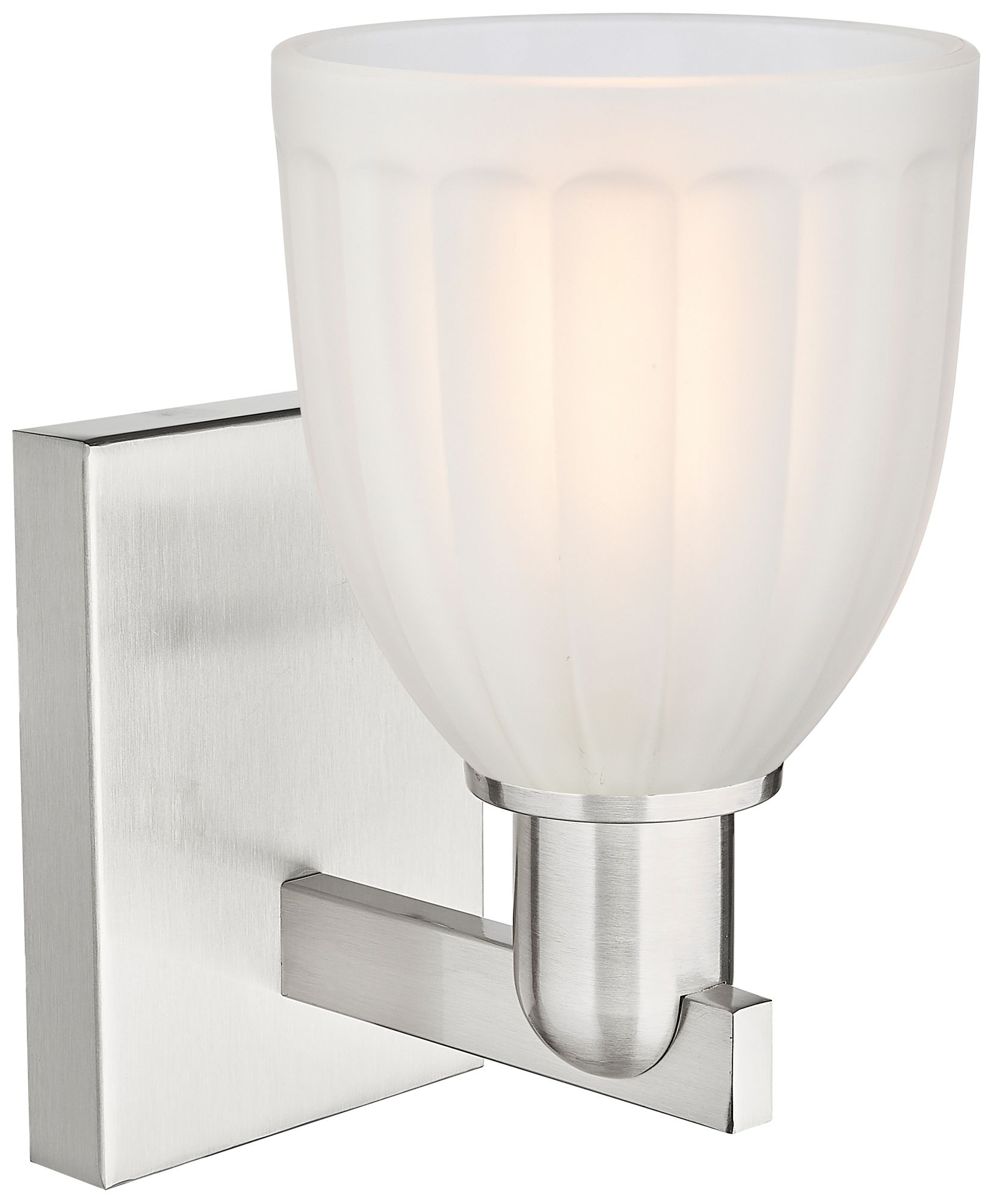Image 2 Arcadia Brookfield 11"H Brushed Satin Nickel Sconce With White Shade more views