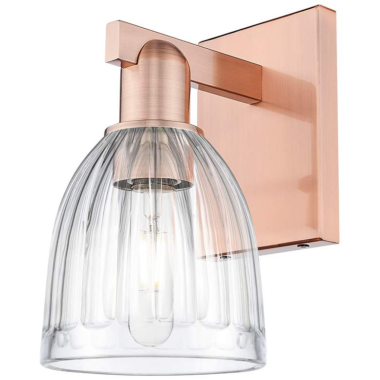 Image 1 Arcadia Brookfield 11" High Antique Copper Sconce With Clear Shade