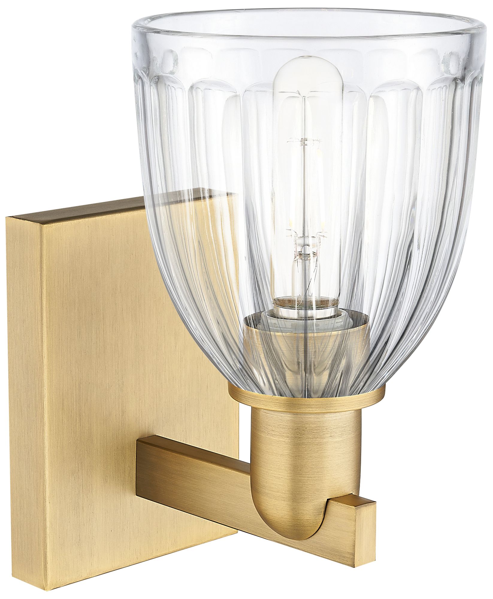 Image 2 Arcadia Brookfield 11" High Brushed Brass Sconce With Clear Shade more views
