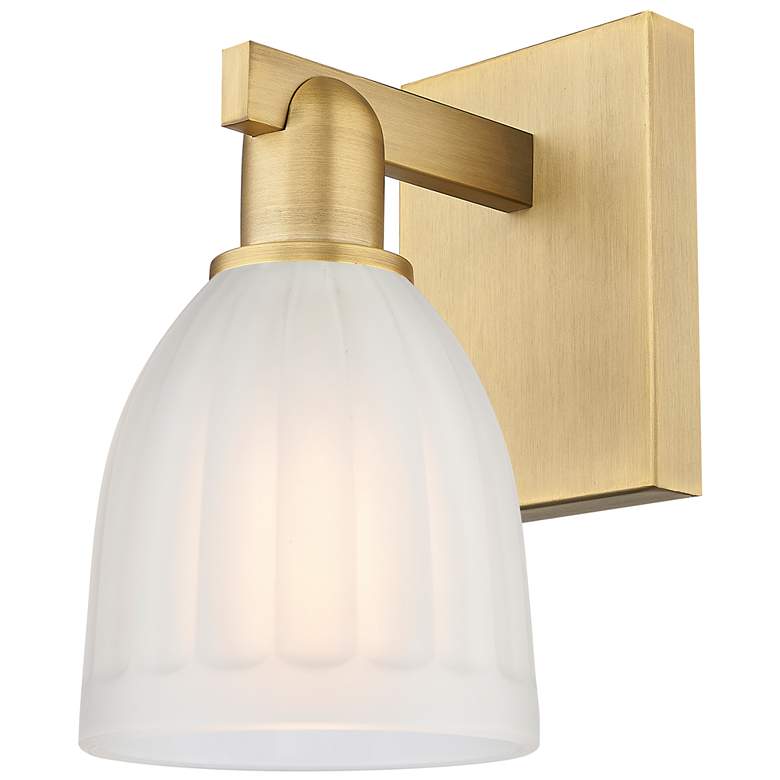 Image 1 Arcadia Brookfield 11" High Brushed Brass Sconce With White Shade