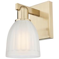 Arcadia Brookfield 11" High Champagne Bronze Sconce With White Shade