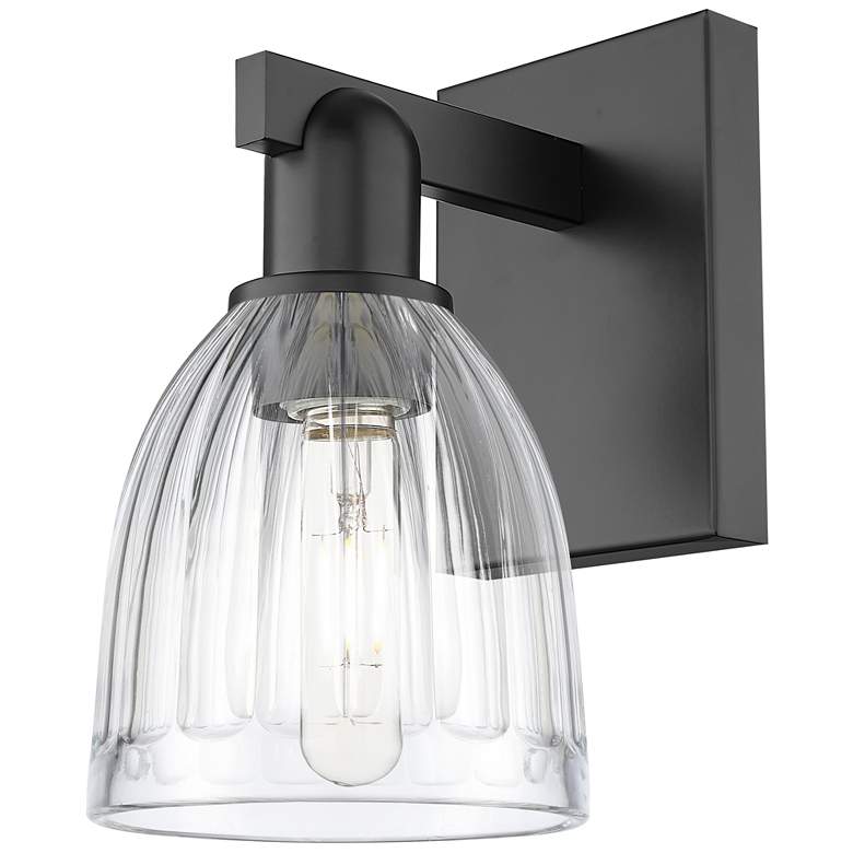 Image 1 Arcadia Brookfield 11" High Matte Black Sconce With Clear Shade