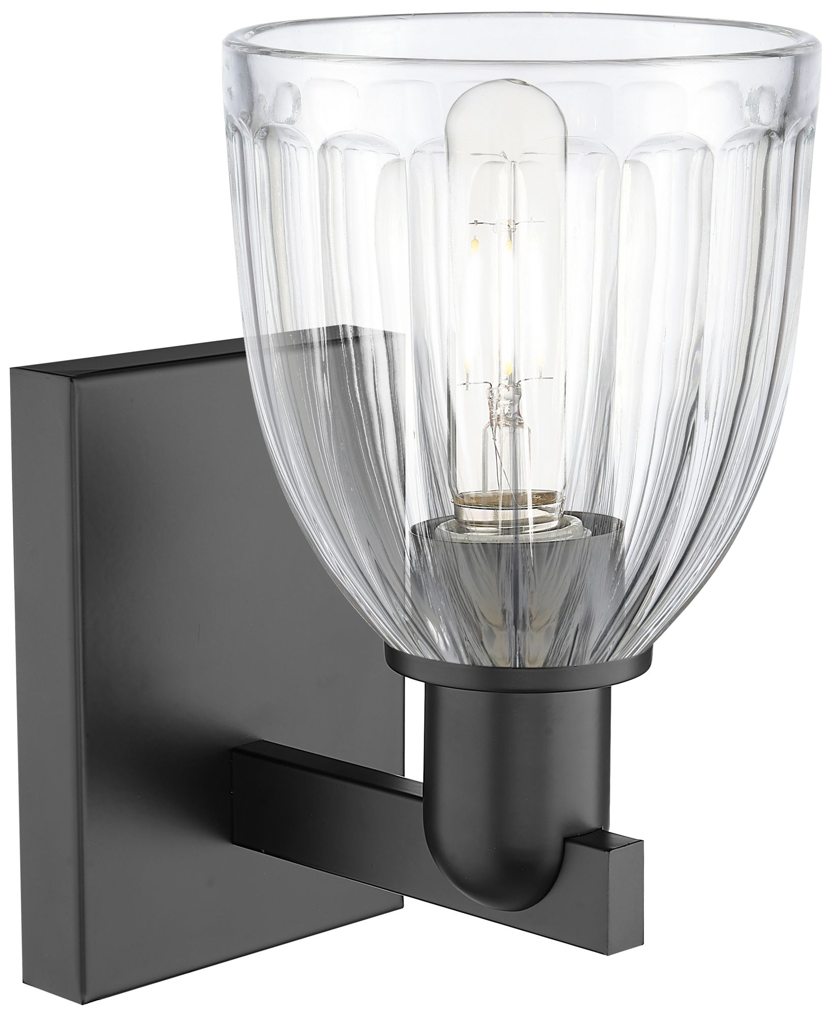 Image 2 Arcadia Brookfield 11" High Matte Black Sconce With Clear Shade more views